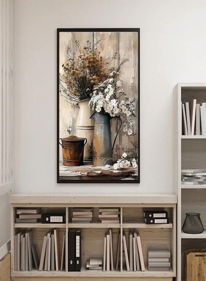 مجموعة الرسم بالأرقام من WUDWL للكبار والصغار، مجموعة الرسم بالأرقام على قماش، مجموعة الرسم بالأرقام للفنانين، زهرة مرحة بدون إطار، لوحة زيتية يمكنك صنعها بنفسك، ألوان أكريليك، ديكور حائط منزلي، 12 × 16 بوصة - Image 2