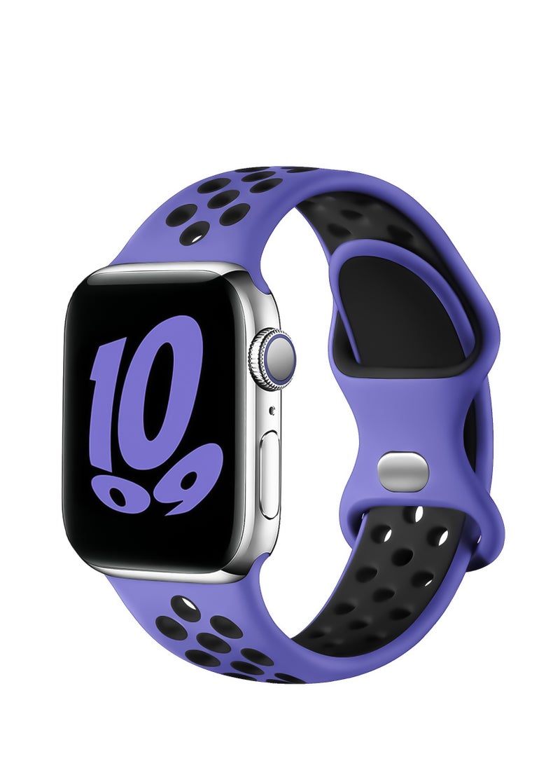 Generic - Sporty Band For Apple Watch Soft Silicone Replacement Strap Band For Apple Watch Series 1/2/3/4/5/6/7/Se Sizes 38mm/40mm/41mm (Purple & Black M/L - Image 1