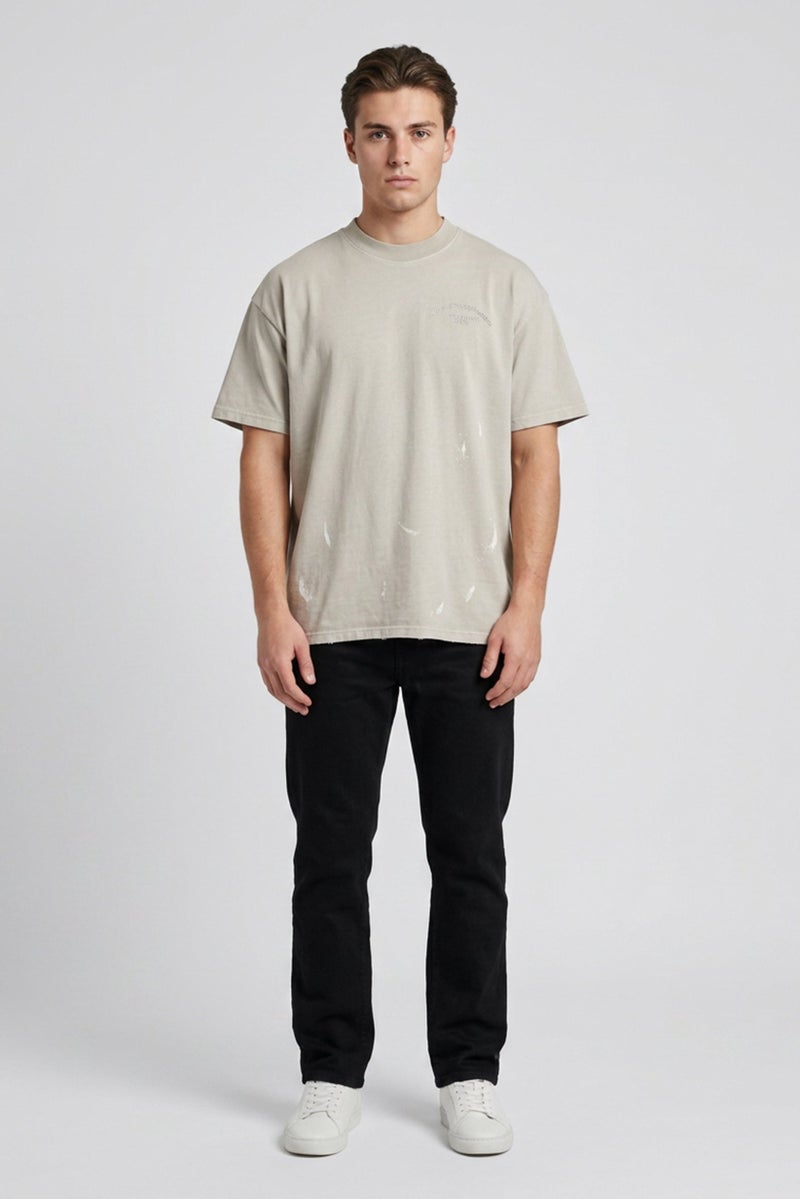 GOOD FOR NOTHING Men Crew Neck Short Sleeve Embroidered Logo T-Shirt, Grey - Image 2