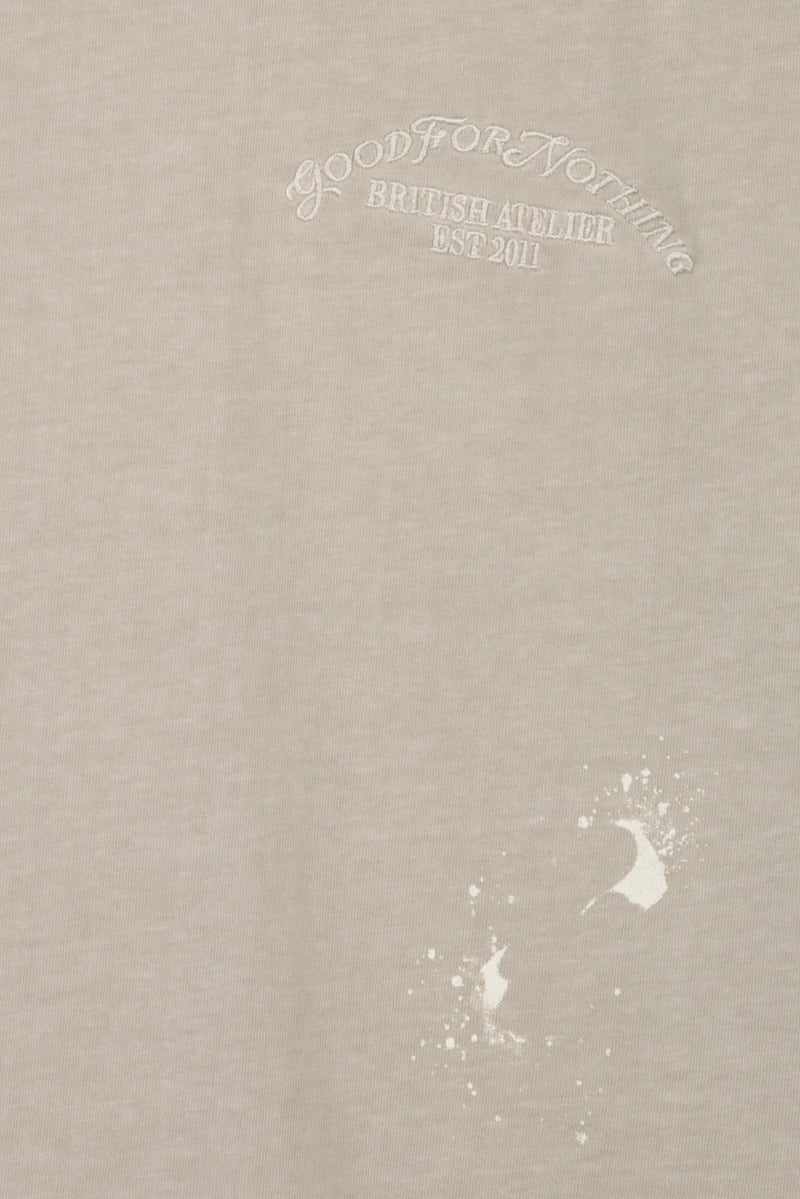 GOOD FOR NOTHING Men Crew Neck Short Sleeve Embroidered Logo T-Shirt, Grey - Image 5