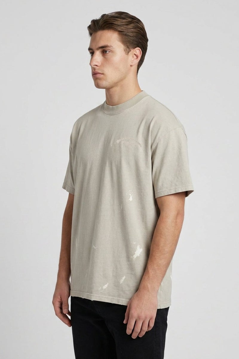 GOOD FOR NOTHING Men Crew Neck Short Sleeve Embroidered Logo T-Shirt, Grey - Image 3