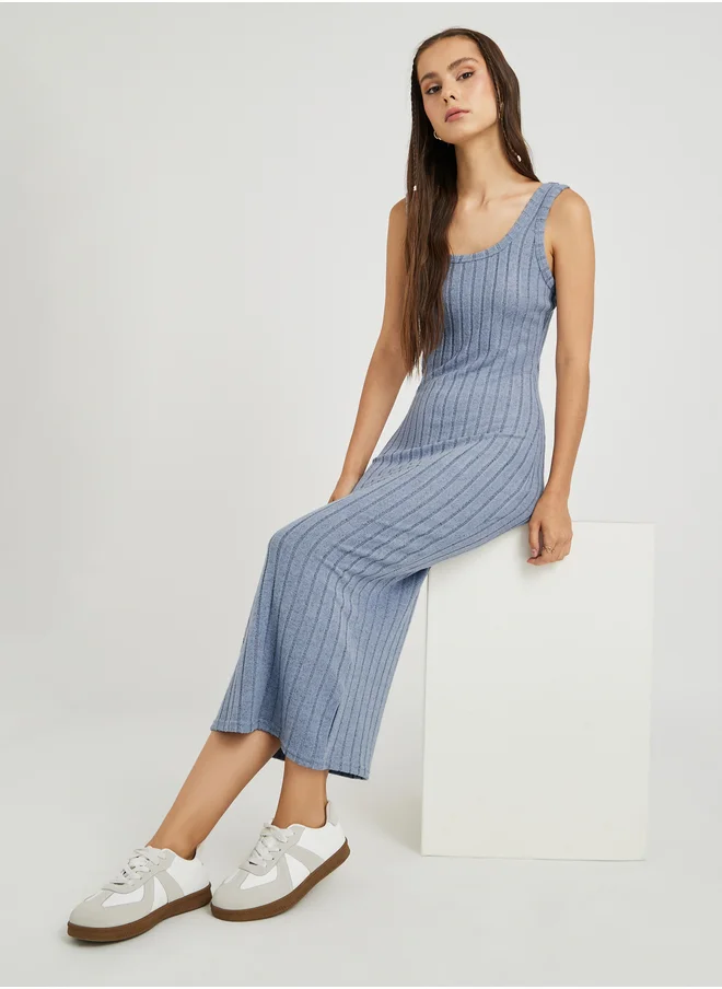 Take Two Take Two Ribbed Scoop Neck Cami Sheath Midi Dress