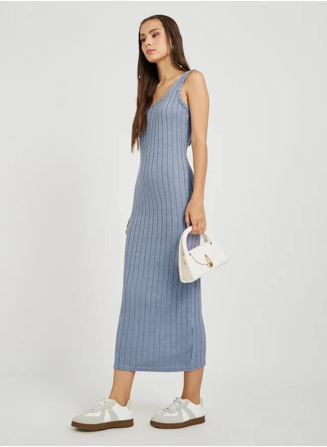 Take Two Take Two Ribbed Scoop Neck Cami Sheath Midi Dress