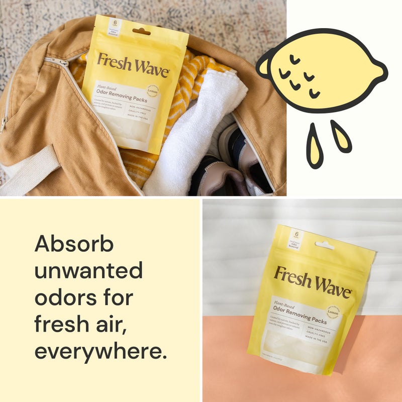 Fresh Wave Lemon Odor Eliminating & Deodorizing Packs | Bag of 6 | Safer Odor Relief for Small Spaces | Natural Plant-Based Odor Eliminator | Odor Absorbers for Home - Image 3