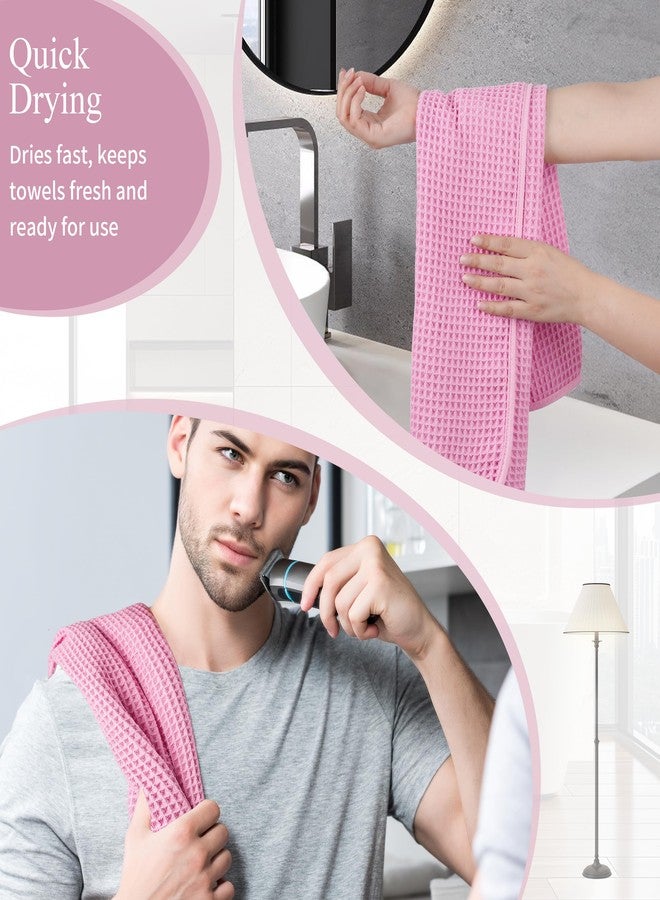 MICROFI Microfiber Waffle Hand Towels, 4 Pieces, Soft, Absorbent, Fast Drying, Lint Free (Pink) - Image 5
