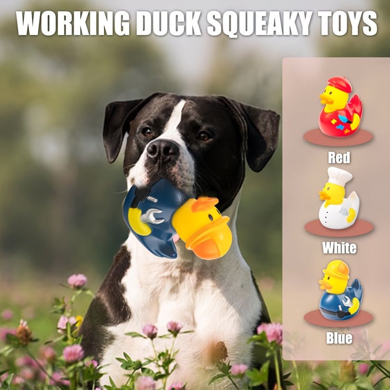 Blue Engineer Duck Floating Dog Toy for Pool Indoor Play Soft Squeaky - Image 3