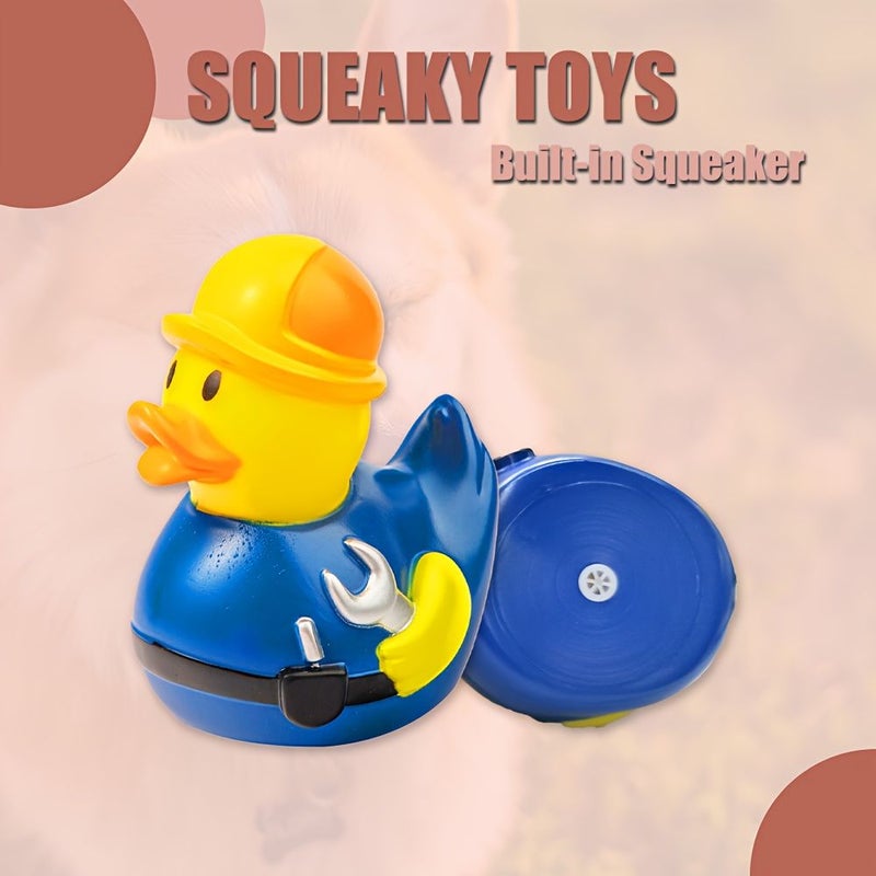Blue Engineer Duck Floating Dog Toy for Pool Indoor Play Soft Squeaky - Image 4
