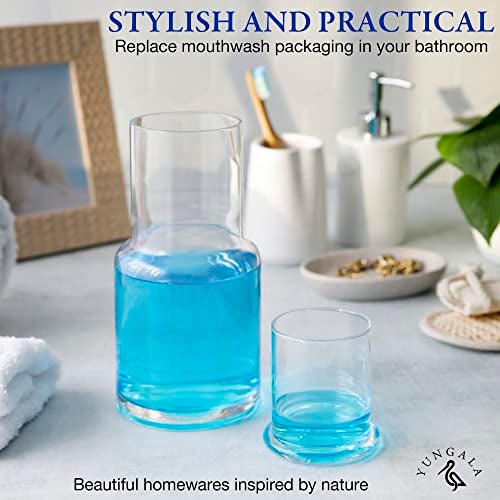 Yungala Bedside water carafe and glass set or mouth wash container for bathroom, drip free water carafe with glass cup for nightstand, modern carafe pitcher with cup - Image 3