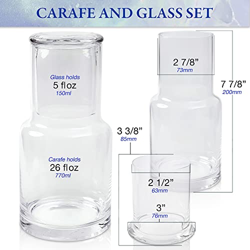 Yungala Bedside water carafe and glass set or mouth wash container for bathroom, drip free water carafe with glass cup for nightstand, modern carafe pitcher with cup - Image 5