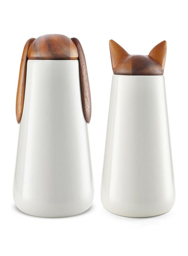 Nambe Nambé Cat Treat Jar - 5.5” x 7”, Decorative Feline Storage Container with Acacia Wood Lid & Porcelain Base - Airtight Countertop Jar for Pet Treats, Snacks & Kitchen Décor - Image 3