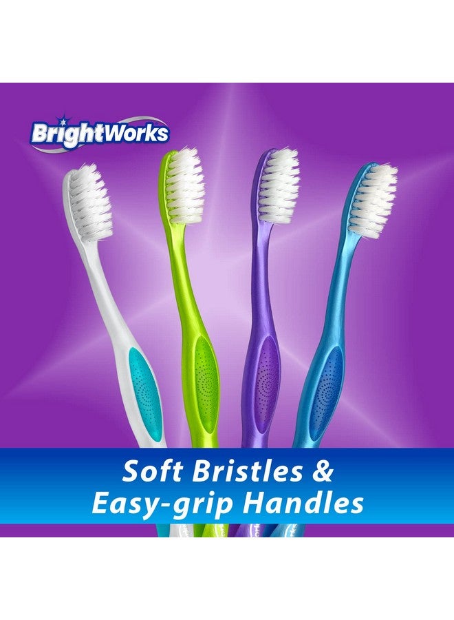 BrightWorks Dazzling Clean Manual Toothbrush (10 Pack), Soft, Bristles Designed to Clean in Between Teeth. Great for Sensitive Teeth or Sensory Issues (multiple colors). - Image 3