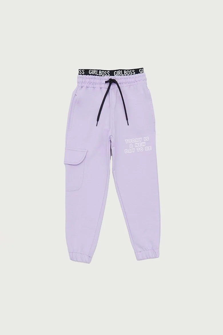 FullaModa Text Printed Girls' Jogger Sweatpants with Elastic Waist