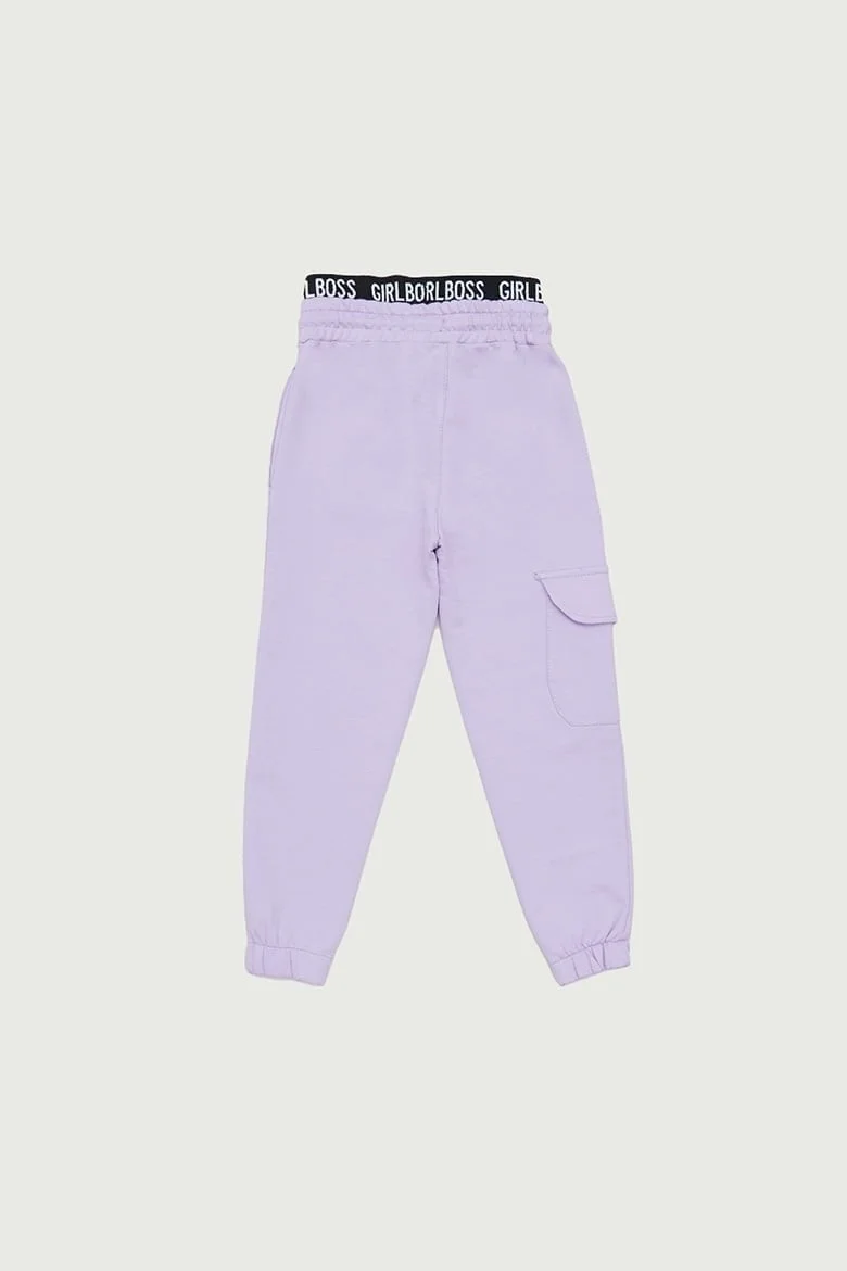 FullaModa Text Printed Girls' Jogger Sweatpants with Elastic Waist