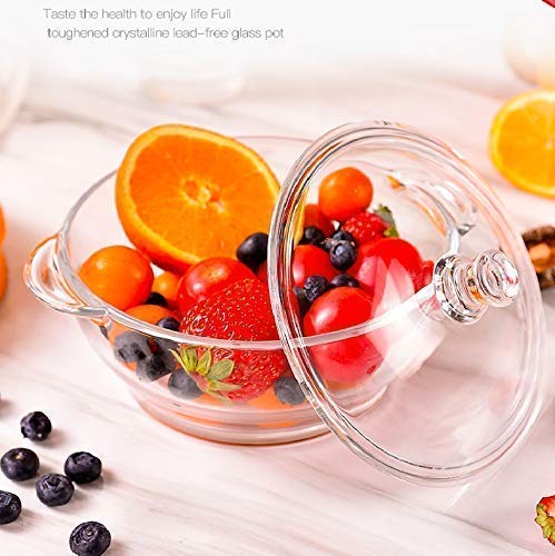 IndusBay 2500ml Toughened Glass Microwave Dishwasher Safe Pot Serving Bowl Casserole with Lid Glass Serving Bowl Clear Pack of 3 - Image 3