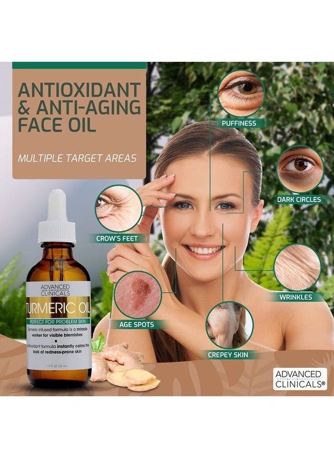 Advanced Clinicals Turmeric Oil Facial Skin Care Serum For Face. Antioxidant Moisturizer Skincare Serum Formula W/Rose Extract & Jojoba Oil For Dry Skin, Redness, & Skin Blemishes, 1.8 Fl Oz  - Image 5