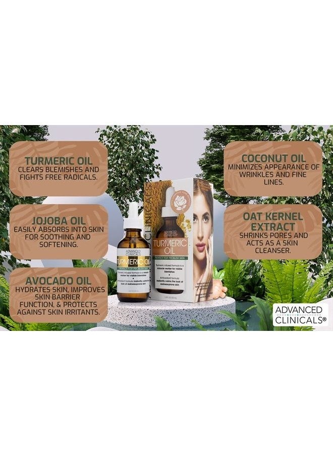 Advanced Clinicals Turmeric Oil Facial Skin Care Serum For Face. Antioxidant Moisturizer Skincare Serum Formula W/Rose Extract & Jojoba Oil For Dry Skin, Redness, & Skin Blemishes, 1.8 Fl Oz  - Image 2