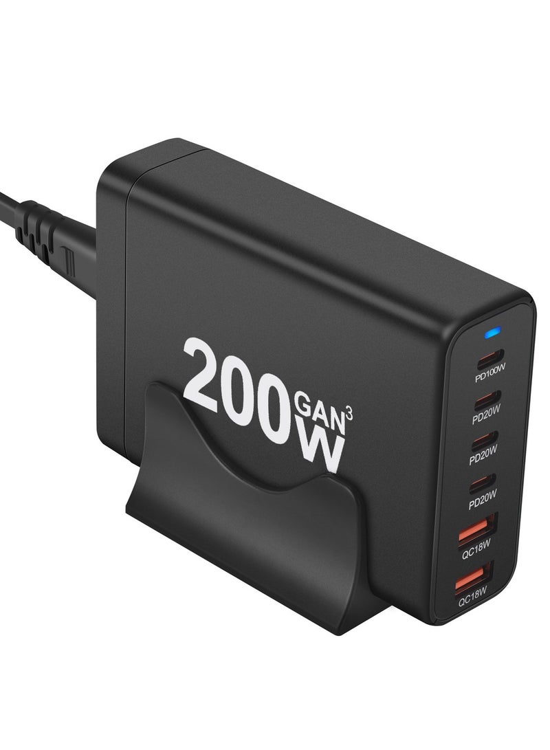 General USB C Fast Charger Block 200W: 6 Port USB Charging Station Hub Brick - Dual PPS PD 100W Laptop Wall Charger Power Adapter for MacBook Pro DELL HP Surface iPad iPhone Samsung  - Image 2