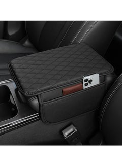 Oasisgalore Universal Black Line Leather Car Center Console Cover with 2 Storage Bags for Most Vehicles  - Image 1