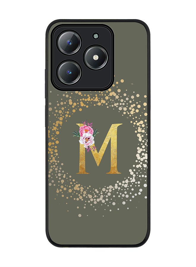 Stylizedd For Realme C63 / Realme C61 4G Case,Slim fit Camera Protection, Shockproof Thin Phone cover  - Custom Monogram Floral - M  (Olive Green ) - Image 1