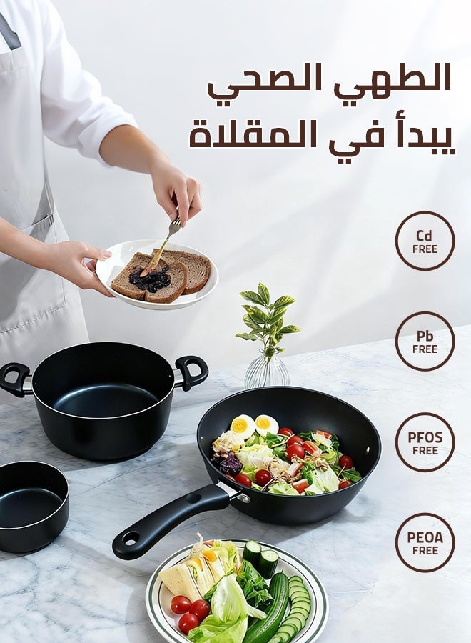 Sharpdo Non-Stick Cookware Set, Non-toxic Healthy Aluminum Pots And Pans Kitchen Cooking Set with Frying Pans Set, Saucepans,Steamer PFOA Free Grey - Image 4