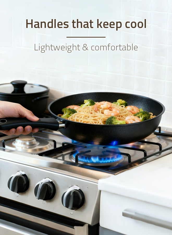 Sharpdo Non-Stick Cookware Set, Non-toxic Healthy Aluminum Pots And Pans Kitchen Cooking Set with Frying Pans Set, Saucepans,Steamer PFOA Free Grey - Image 5