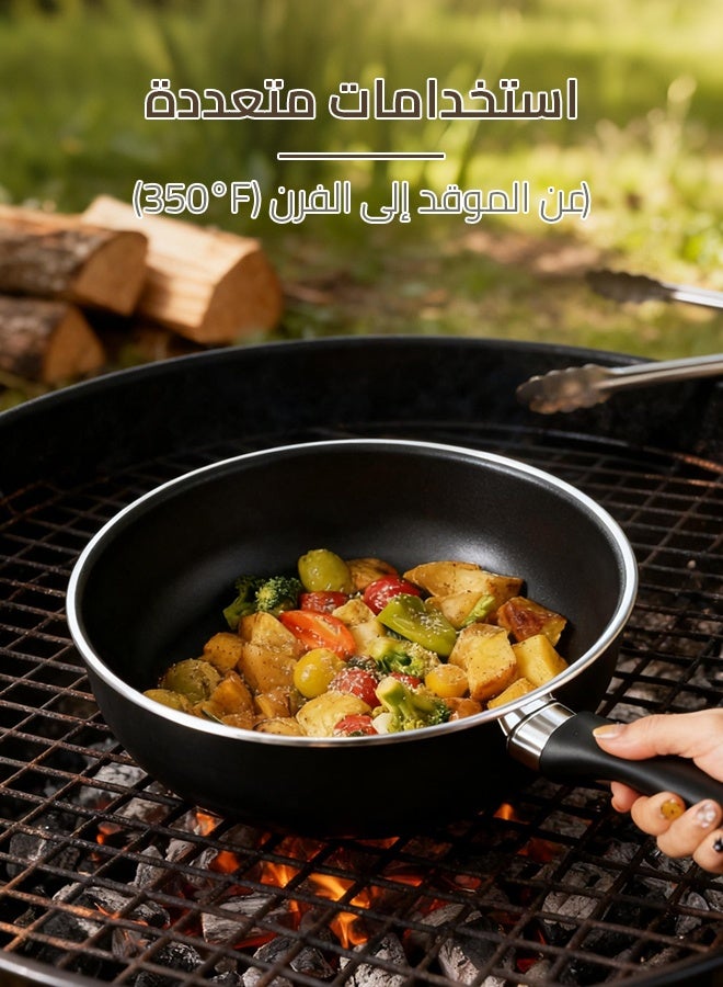 شاربدو طقم أواني طهي غير لاصقة من شاربدو مكون من 18 قطعة، مصنوع من الألومنيوم الصحي غير السام، طقم أدوات مطبخ للطبخ يتضمن مقالي وأواني صلصة وقدر بخار، خالي من حمض البيرفلوروكتانويك (PFOA)، لون رمادي. - Image 4