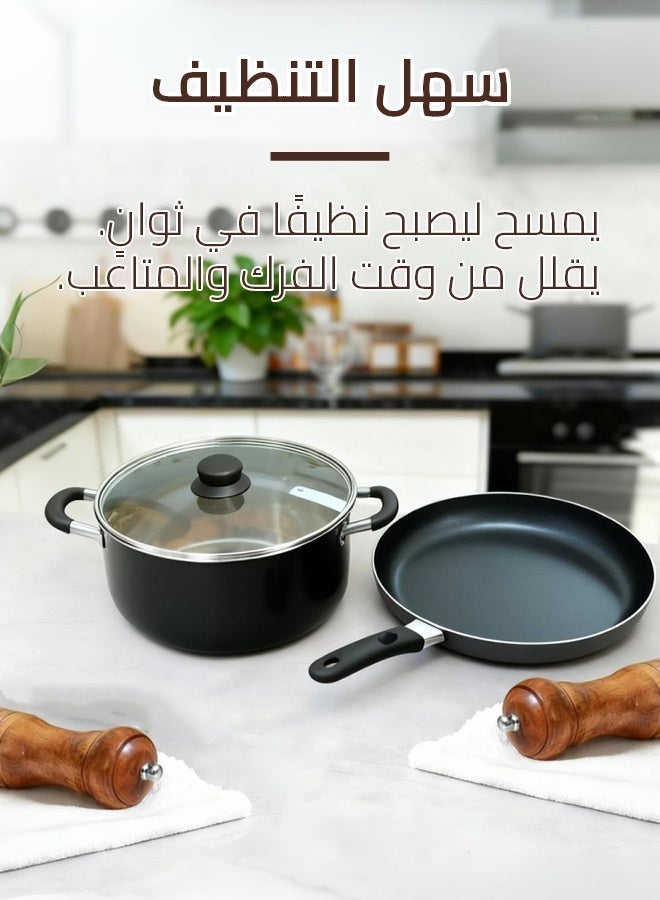 شاربدو طقم أواني طهي غير لاصقة من شاربدو مكون من 18 قطعة، مصنوع من الألومنيوم الصحي غير السام، طقم أدوات مطبخ للطبخ يتضمن مقالي وأواني صلصة وقدر بخار، خالي من حمض البيرفلوروكتانويك (PFOA)، لون رمادي. - Image 3
