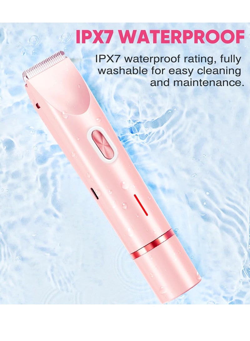 ماكينة إزالة الشعر بدون ألم، ماكينة تشذيب بيكيني للنساء، ماكينة حلاقة كهربائية مزدوجة السيراميك لإزالة الشعر بدون ألم للوجه والجسم والمناطق الخاصة، 90 دقيقة تشغيل لاسلكي مقاوم للماء، مجموعة أدوات العناية الشخصية للسفر - Image 5