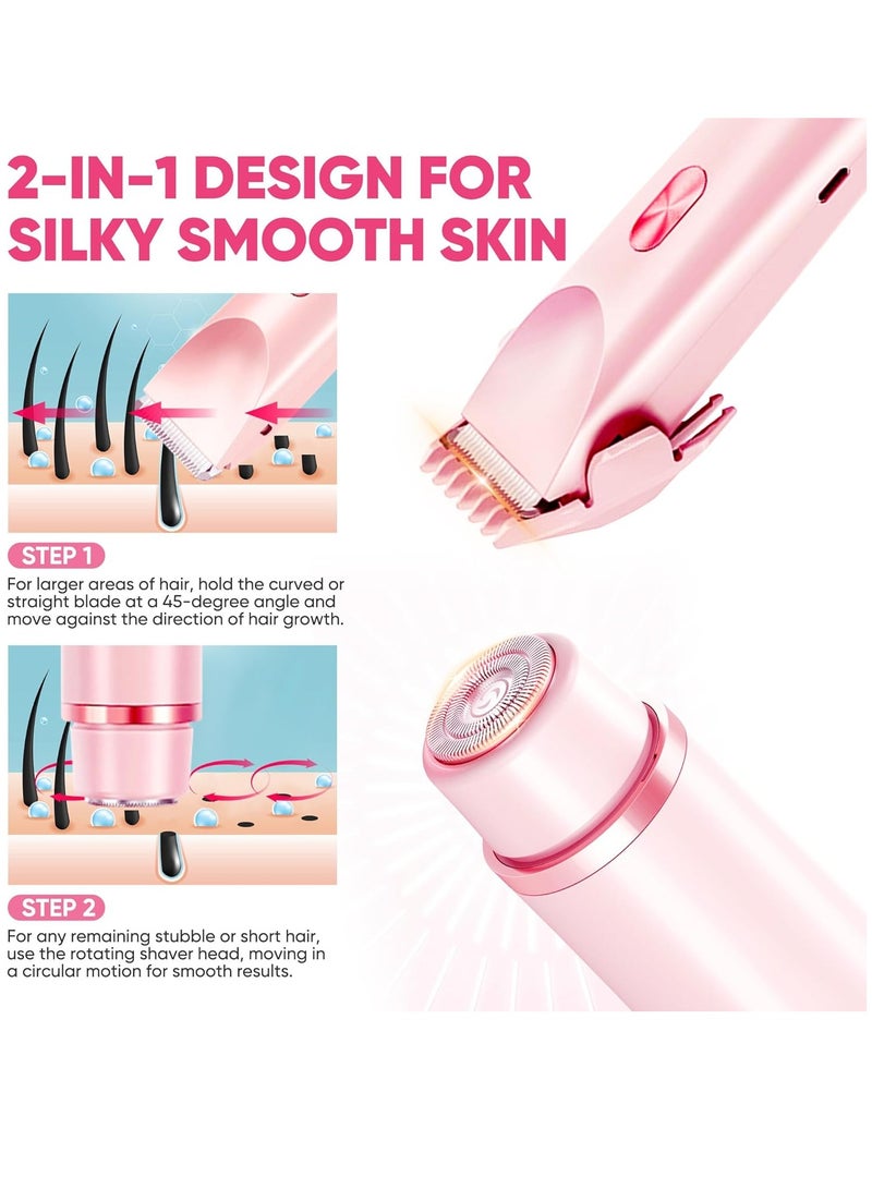 ماكينة إزالة الشعر بدون ألم، ماكينة تشذيب بيكيني للنساء، ماكينة حلاقة كهربائية مزدوجة السيراميك لإزالة الشعر بدون ألم للوجه والجسم والمناطق الخاصة، 90 دقيقة تشغيل لاسلكي مقاوم للماء، مجموعة أدوات العناية الشخصية للسفر - Image 3