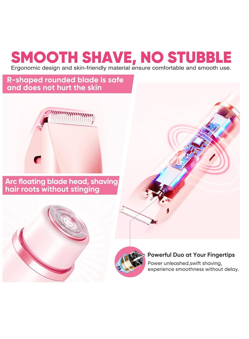 ماكينة إزالة الشعر بدون ألم، ماكينة تشذيب بيكيني للنساء، ماكينة حلاقة كهربائية مزدوجة السيراميك لإزالة الشعر بدون ألم للوجه والجسم والمناطق الخاصة، 90 دقيقة تشغيل لاسلكي مقاوم للماء، مجموعة أدوات العناية الشخصية للسفر - Image 4