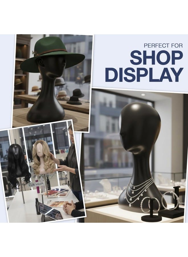 STUDIO LIMITED Professional Plastic Mannequin Head (Black), Durable Women Model Wig Stand Display - Image 4