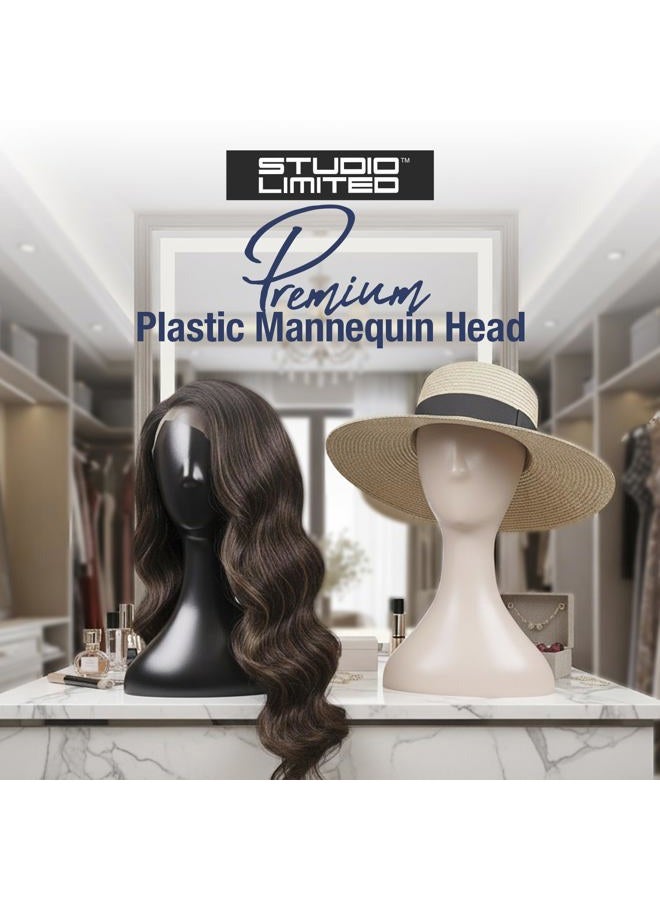 STUDIO LIMITED Professional Plastic Mannequin Head (Black), Durable Women Model Wig Stand Display - Image 2