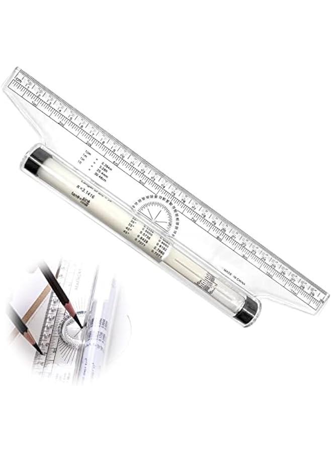 FYLX 12 Inch Plastic Multifunctional Rolling Ruler for Drawing Parallel Lines Circles and Angles in Design - Image 1