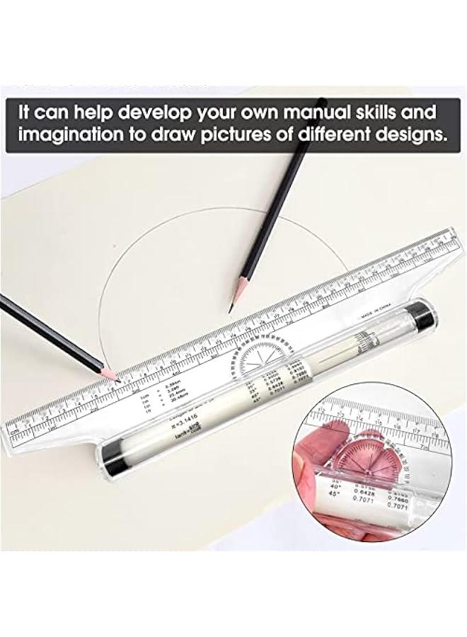 FYLX 12 Inch Plastic Multifunctional Rolling Ruler for Drawing Parallel Lines Circles and Angles in Design - Image 2