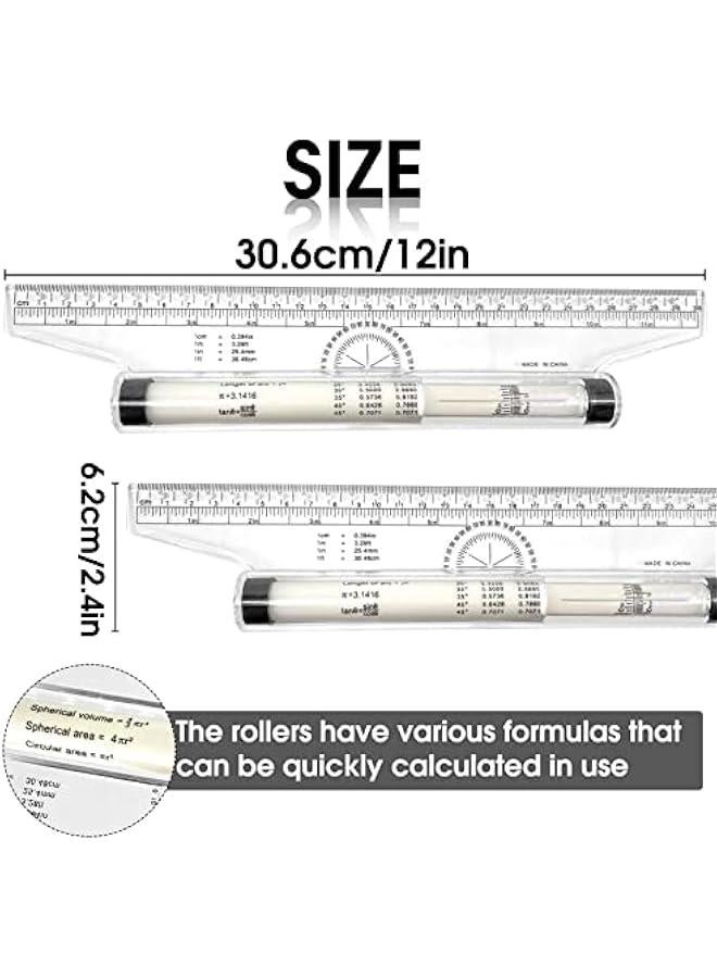 FYLX 12 Inch Plastic Multifunctional Rolling Ruler for Drawing Parallel Lines Circles and Angles in Design - Image 5