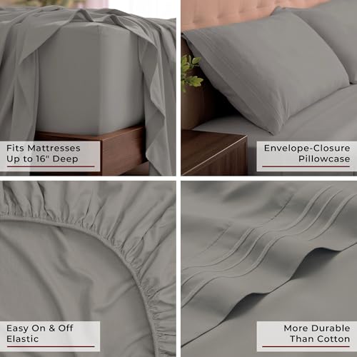 Mellanni King Sheets Set - 4 PC Iconic Collection Bedding - Hotel Luxury, Extra Soft, Cooling Bed Sheets - Wrinkle, Fade, Stain Resistant (King, Taupe) - Image 5
