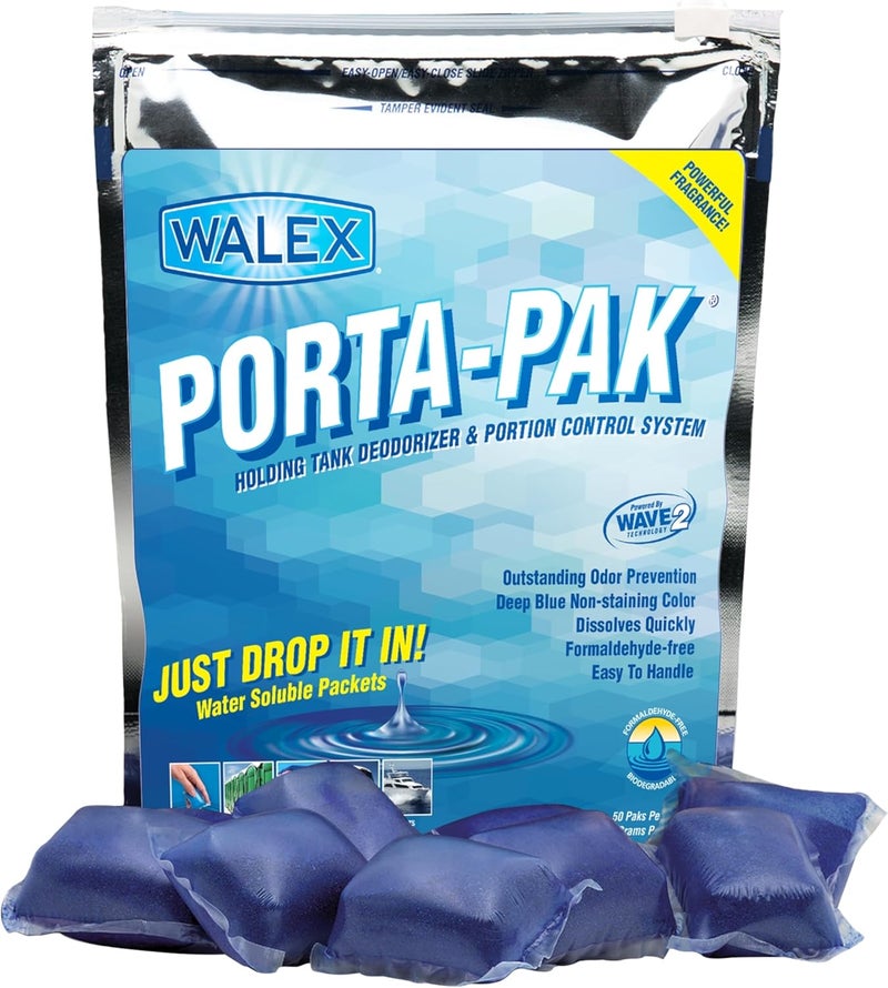 WALEX PPSGBG Porta-Pak Commercial Holding Tank Deodorizer Drop-Ins, Sunglow Scent (Pack of 50) - Image 1