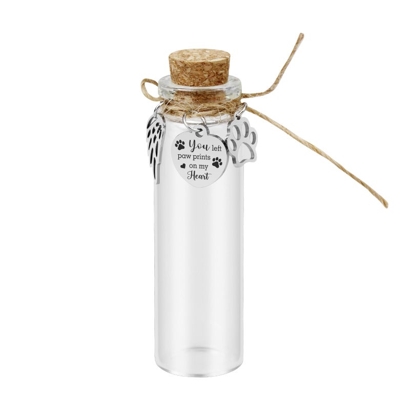 Malihome Pet Hair Memorial Glass Bottle,Vial for Ashes Or Hair Dog Or Cat Keepsake Pet Loss Memory Sympathy Gift (1pcs Glass Bottle) - Image 1