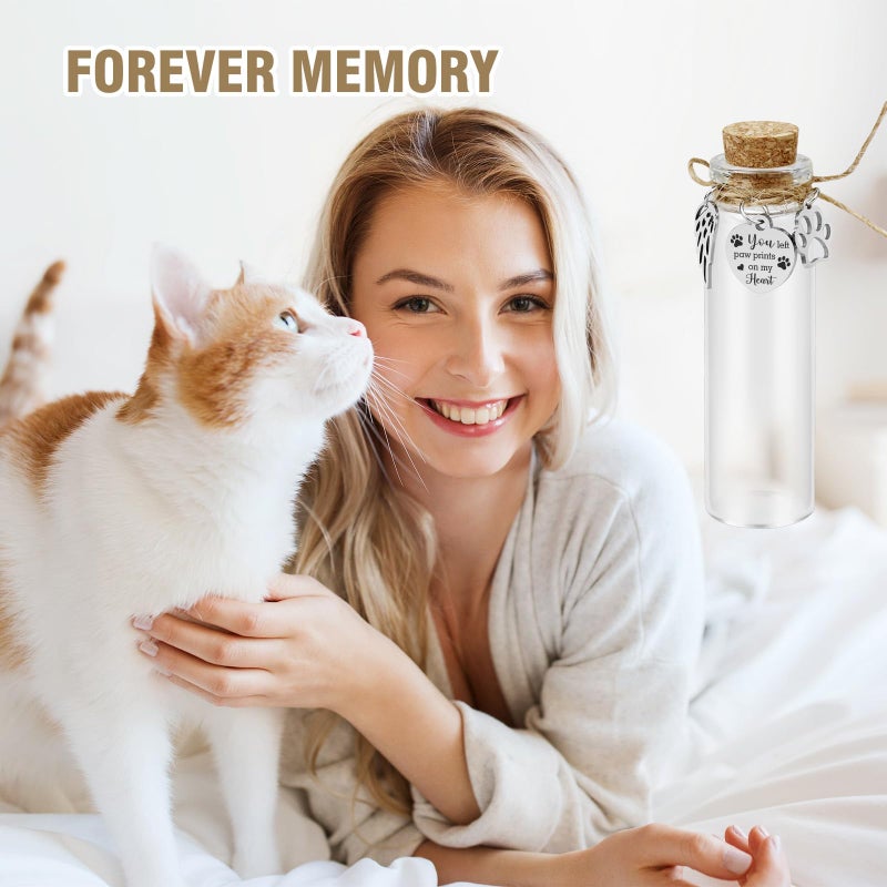 Malihome Pet Hair Memorial Glass Bottle,Vial for Ashes Or Hair Dog Or Cat Keepsake Pet Loss Memory Sympathy Gift (1pcs Glass Bottle) - Image 2