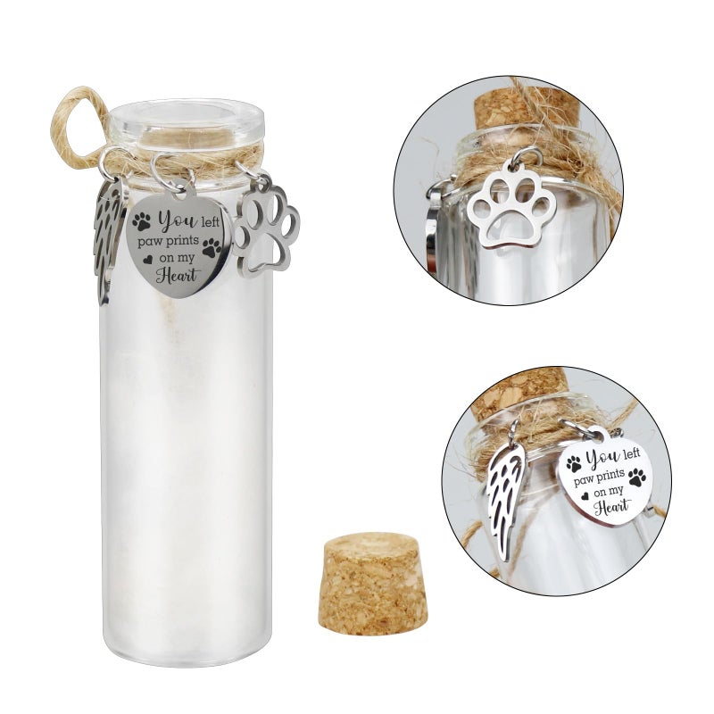 Malihome Pet Hair Memorial Glass Bottle,Vial for Ashes Or Hair Dog Or Cat Keepsake Pet Loss Memory Sympathy Gift (1pcs Glass Bottle) - Image 5
