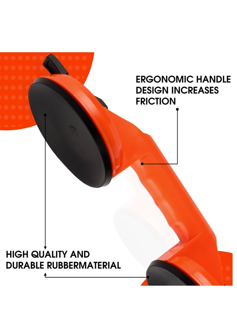 Glass Suction Cups, Heavy Duty ABS Vacuum Plate Handle Glass Holder to Lift Large Glass/Tile Lifter/Moving Window,Mirror/Dent Puller(Pack of 2, Orange)