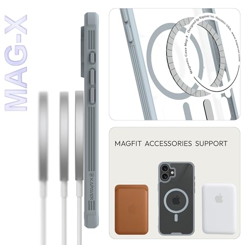 KAPAVER Mag-X Back Cover Case Compatible with iPhone 16 (TPU+PC) (Gray) - Image 5