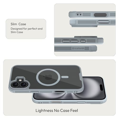 KAPAVER Mag-X Back Cover Case Compatible with iPhone 16 (TPU+PC) (Gray) - Image 3