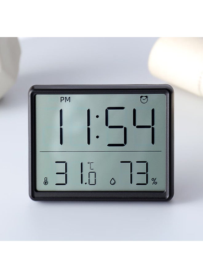 Hense Digital Thermometer Hygrometer With Alarm Clock, Multi-Function Indoor Clock Lcd Electronic Clock Ha8218 Black - Image 1