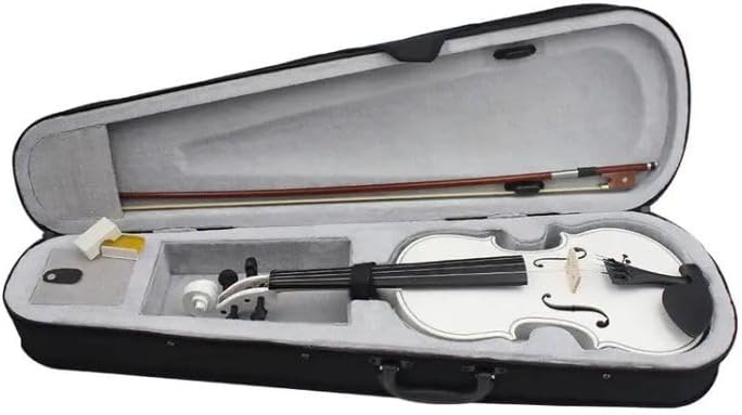 Megarya 4/4 Full Size Violin Starter Kit – Solid Wood Orchestral Set with Digital Tuner, Adjustable Shoulder Rest, Extra Strings, Rosin, and Padded Case In White Finish - Image 3