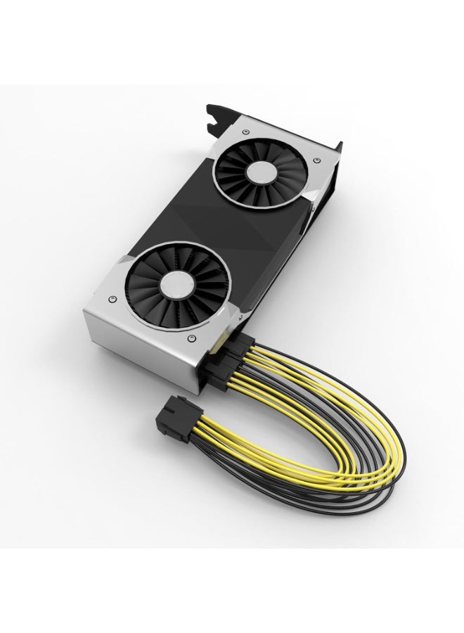 كابل مقسم PCIe، كابل طاقة مقسم 8 سنون إلى 8 PCIe مزدوج عميق في المناجم، موصل بطاقة الرسومات PCI Express GPU سلك تمديد 22 سم موصلات بلاستيكية ومعدنية متينة، (عبوة من 6 قطع) - Image 3