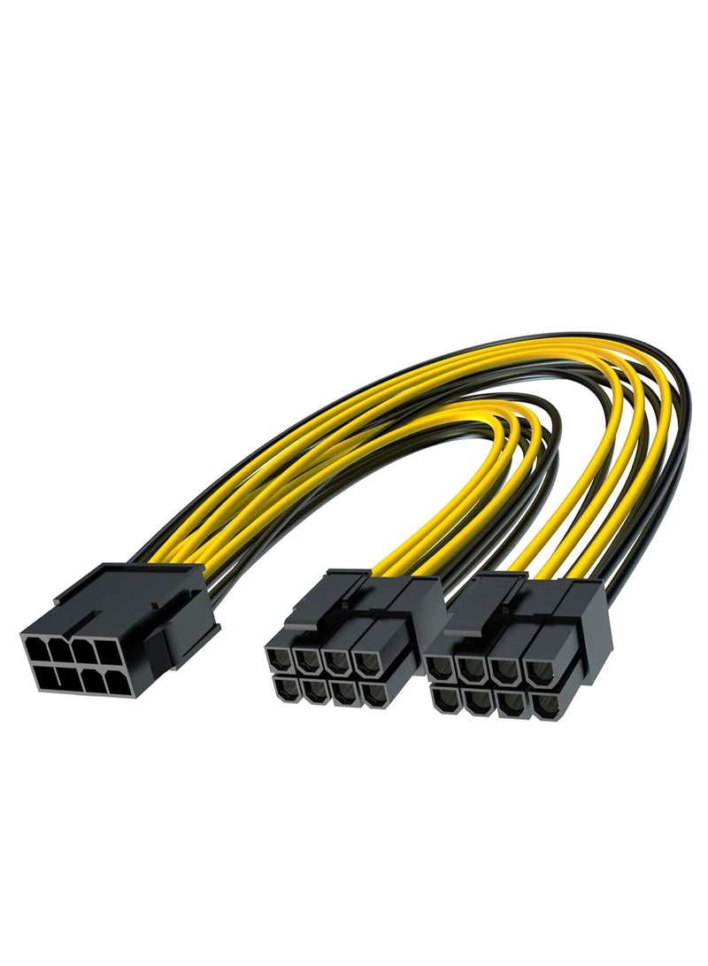 كابل مقسم PCIe، كابل طاقة مقسم 8 سنون إلى 8 PCIe مزدوج عميق في المناجم، موصل بطاقة الرسومات PCI Express GPU سلك تمديد 22 سم موصلات بلاستيكية ومعدنية متينة، (عبوة من 6 قطع) - Image 2