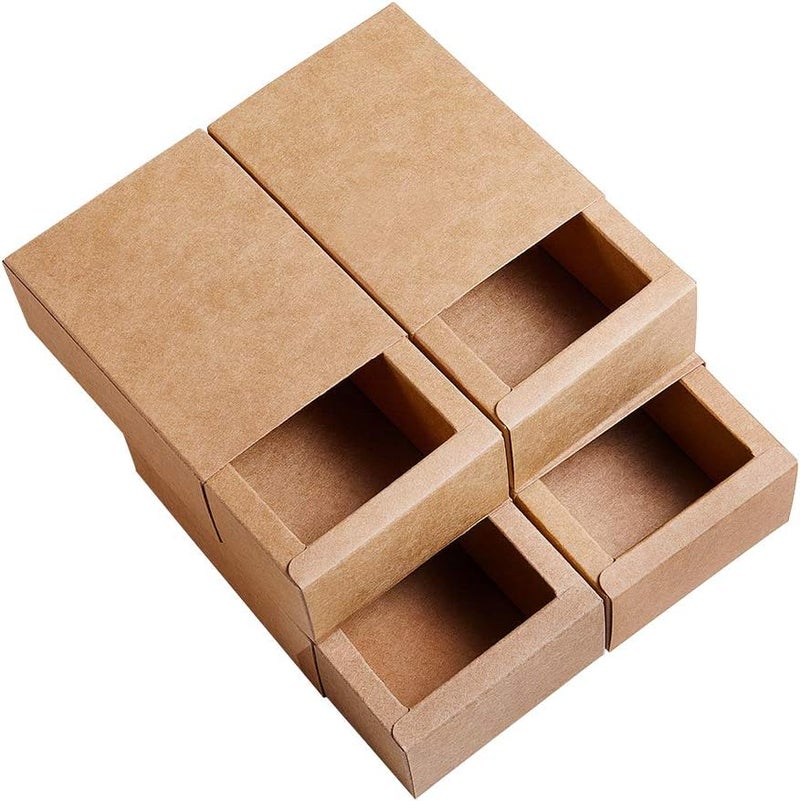 BENECREAT 20 Pack Kraft Paper Drawer Box Festival Gift Wrapping Boxes Soap Jewelry Candy Weeding Party Favors Gift Packaging Boxes - Brown (11.2x8.2x4.2cm) - Image 1