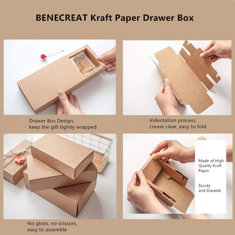 BENECREAT 20 Pack Kraft Paper Drawer Box Festival Gift Wrapping Boxes Soap Jewelry Candy Weeding Party Favors Gift Packaging Boxes - Brown (11.2x8.2x4.2cm) - Image 4