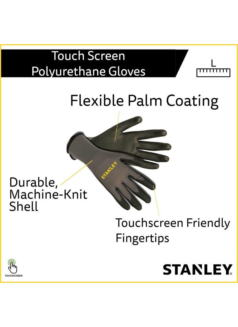 Cordova Stanley S69131 Touch Screen PolyurethaneCoated Machine Knit Nylon Gloves Large  - Image 2
